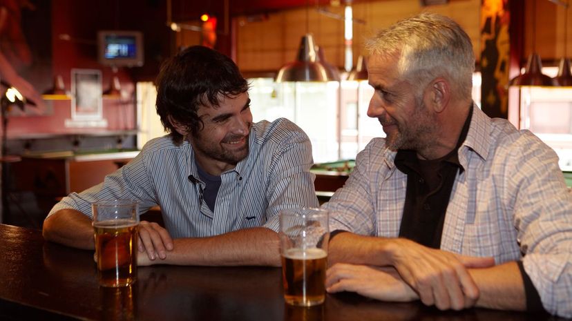 Father and son drinking