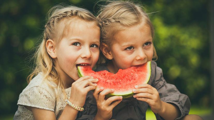 Two Girls Eating Watermelon