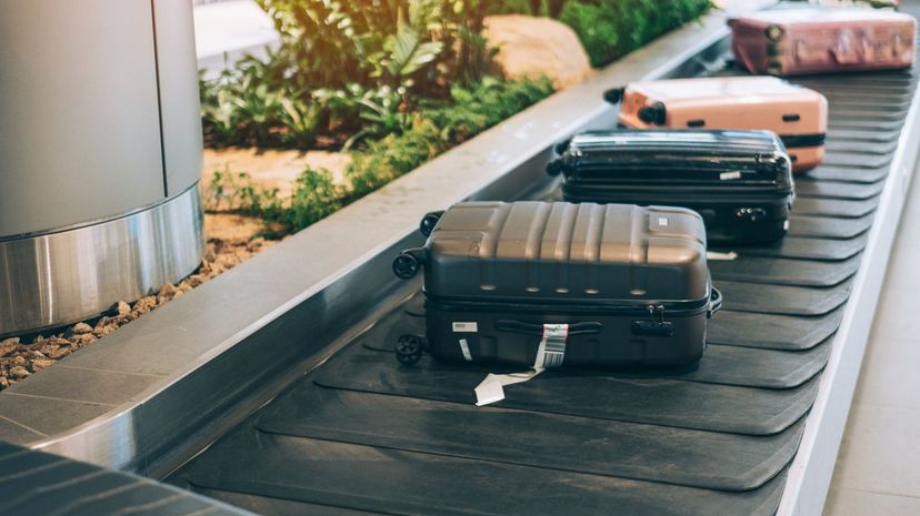 Suitcases on a luggage carousel