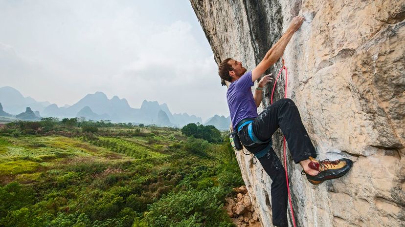 Man rock climbing