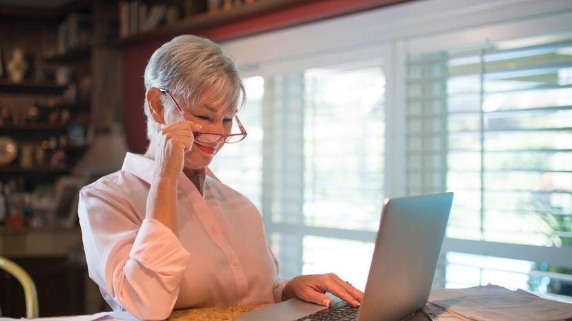 Female Boomer on laptop