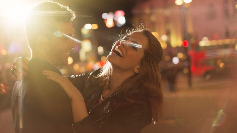 Couple Hugging on Street
