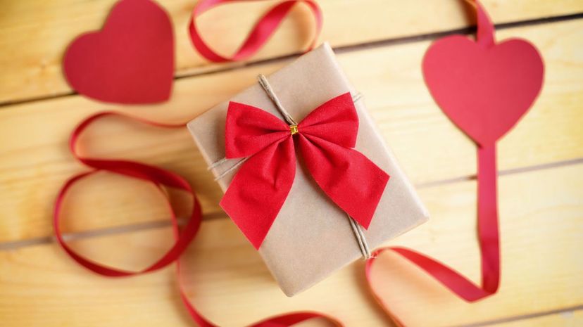 Gift box with a red heart