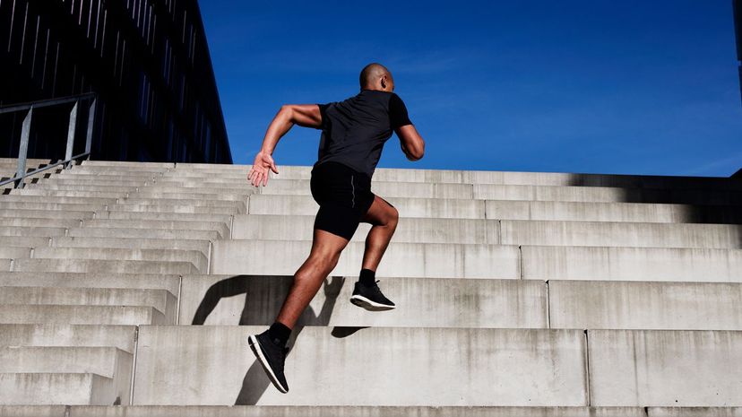 Running up stairs