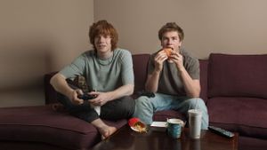 Two Boys Playing Video Game