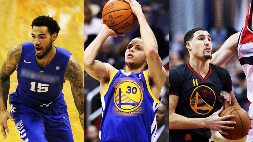 Willie Cauley-Stein, Steph Curry, Klay Thompson