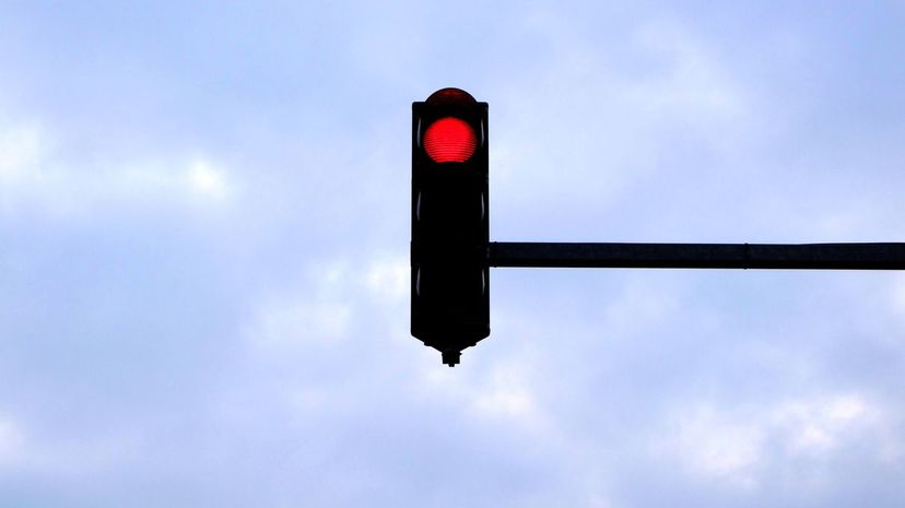 blinking red traffic light
