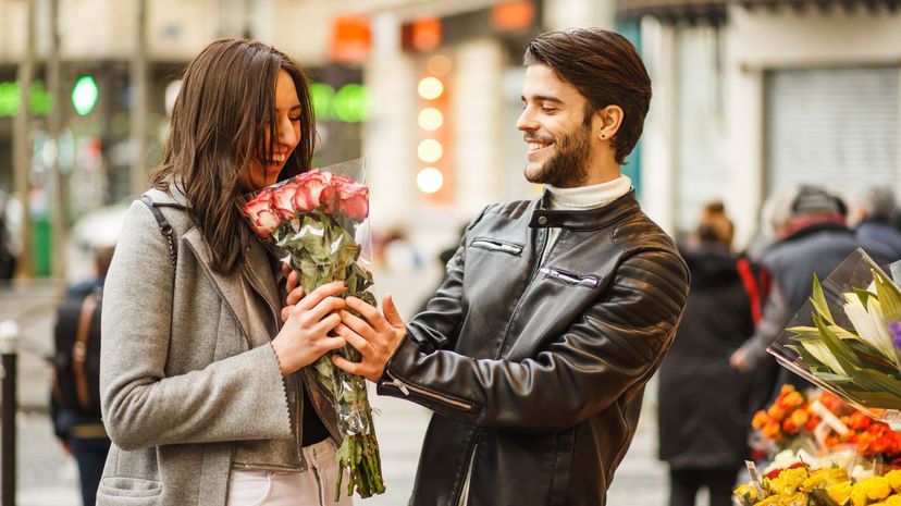 Man giving flowers