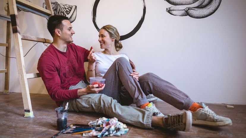 Couple paint mural