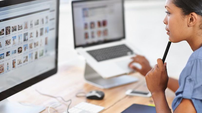 Woman editing photos