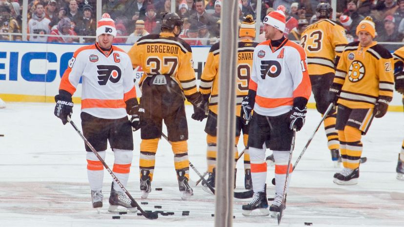 Flyers Captains at Center Ice