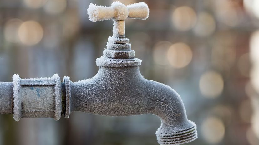 Frost on faucet, water tap