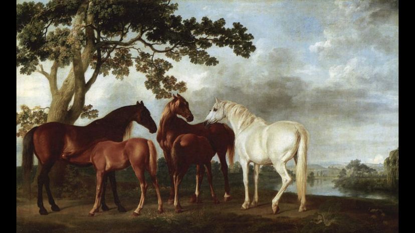&quot;Mare and Foals in a River Landscape&quot; by George Stubbs