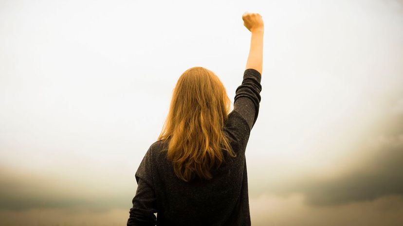 Woman with fist in the air