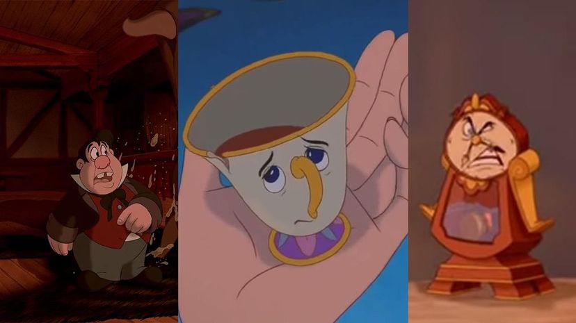 LeFou, Cogsworth and Chip