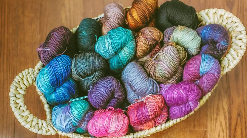 Multicolored Yarn in Basket