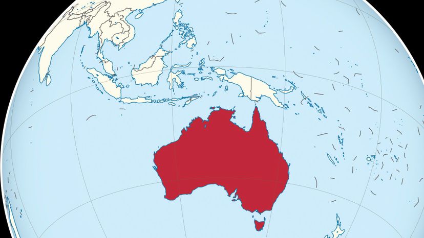 Australia on the globe (Australia centered)