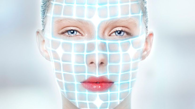 futuristic portrait of a lady with laser beams