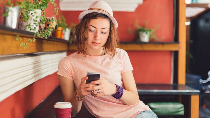 Texting at Cafe