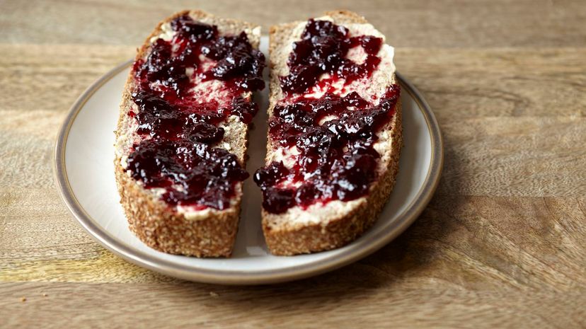 Berry jam on rustic bread