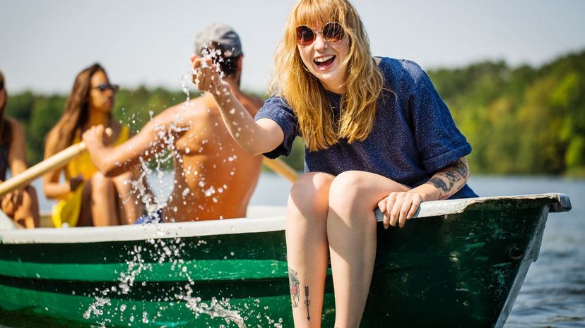 Woman Laughing on Boat