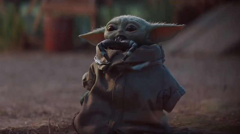 Baby Yoda eating the frog