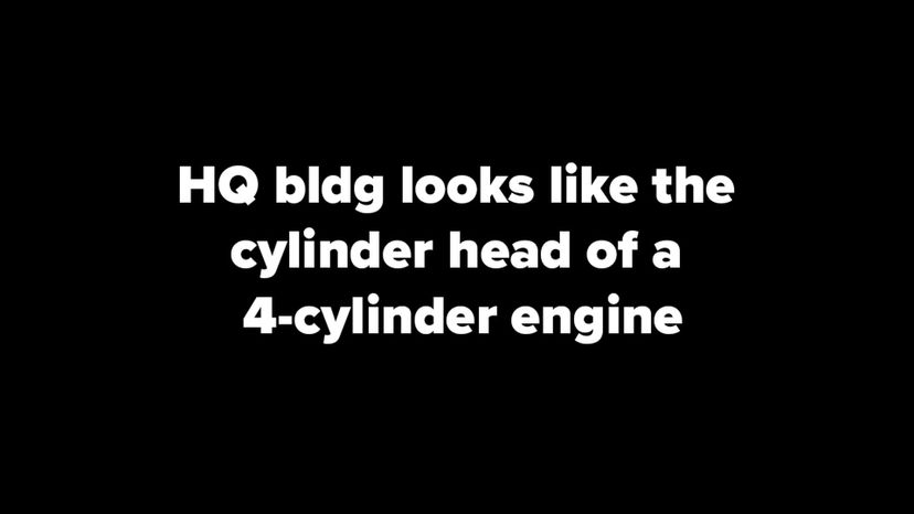 HQ bldg looks like the cylinder head of a 4-cylinder engine