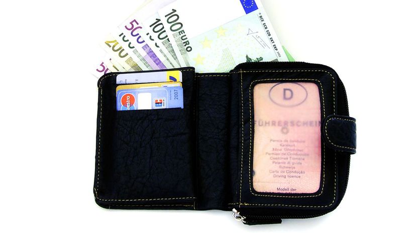Wallet with euro and credit card