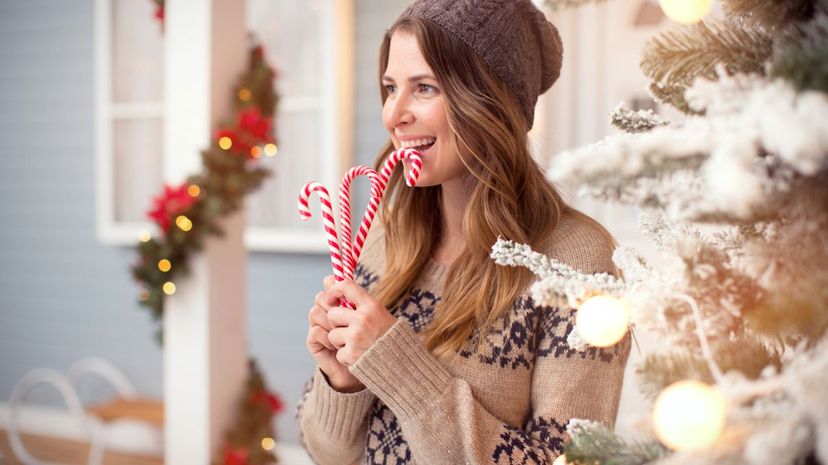 Woman with Candy Cane