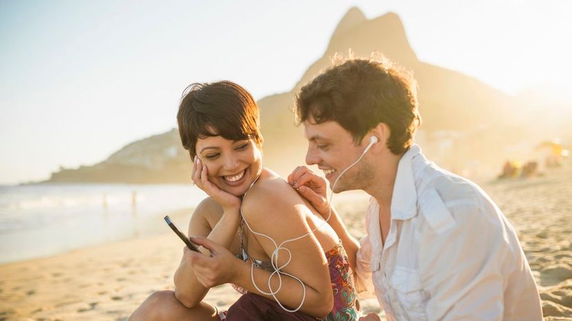 Couple listening to music