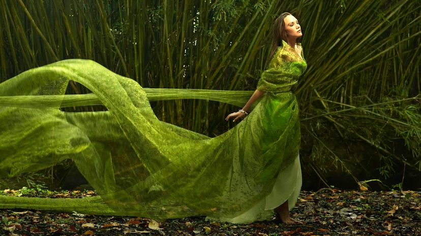 Woman in flowing green dress 2