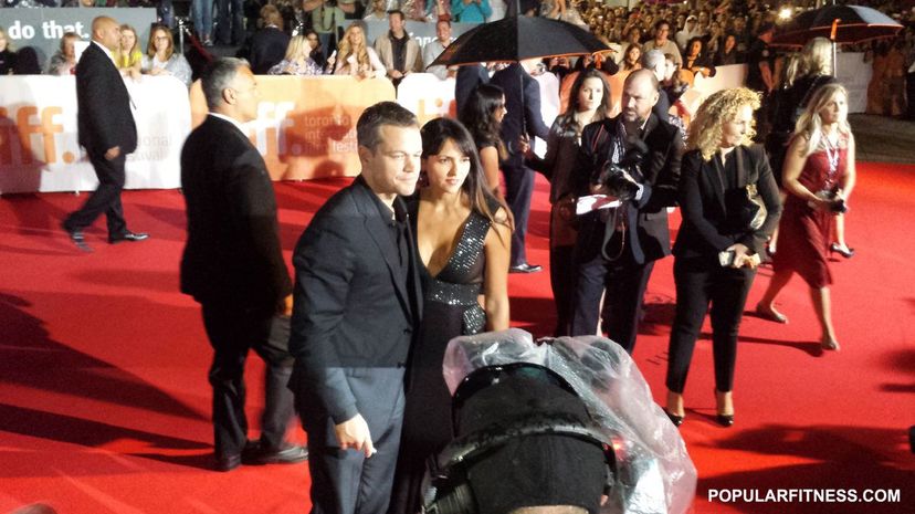 Matt Damon and Luciana Barroso on red carpet