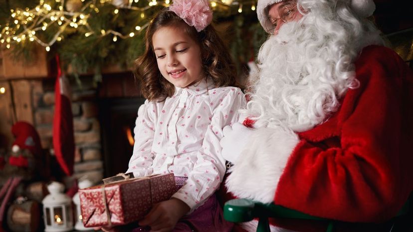 Young Girl Visiting Santa