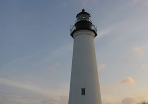The cylindrical design was preferred by lighthouse builders in the mid-Atlantic and southern states, as was the case at Cape Hatteras, Biloxi, and here, at Point Isabel. See more lighthouse pictures.