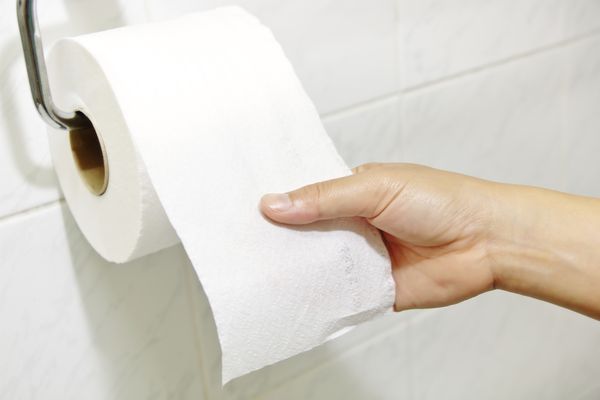 Hand grabbing for toilet paper