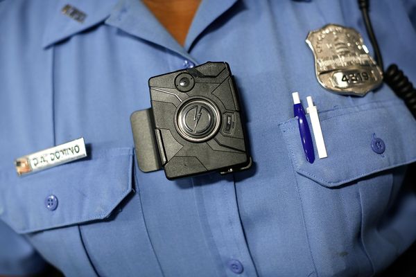 Washington D.C. Metropolitan Police Officer Debra Domino models a body camera
