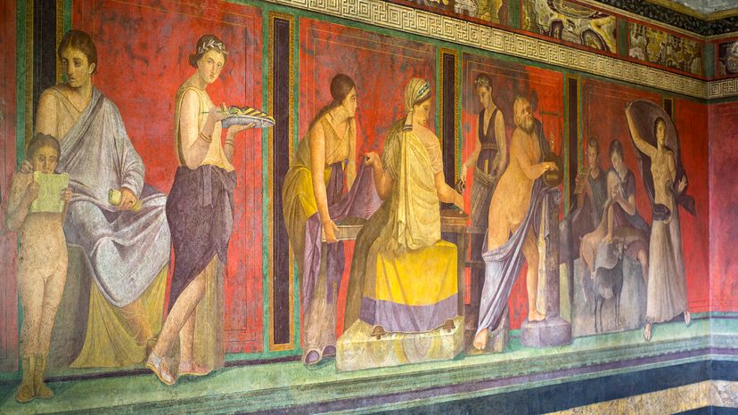 frescoes in the Villa of Mysteries in Pompeii