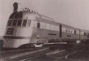 A star attraction at the Chicago Railroad Fair was Chicago, Burlington & Quincy's original Zephyr of 1934.”border=