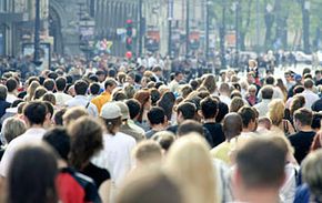 crowded street, population