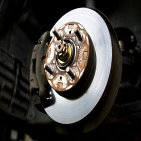 A close-up of an automobile brake. 