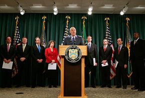 U.S. Treasury Secretary Henry Paulson at a press conference