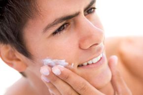 man with shaving cream