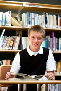 private school student in library