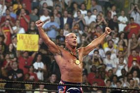WWE Raw superstar Kurt Angle began his career as an amateur wrestler, winning Olympic gold in Atlanta in 1996 (he often wears his medal in the ring, as show here). He shocked the amateur wrestling world when he turned pro.