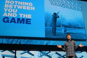 Game designer Mark Cerny speaking at Sony's Playstation 4 announcement event on Feb. 20, 2013 in New York.