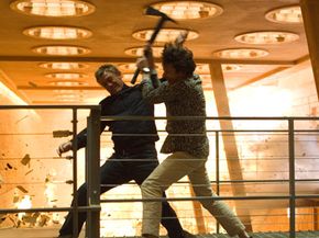 Daniel Craig and Mathieu Almaric compete in a fight scene for “Quantum of Solace.”