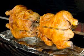 At about 16 weeks of age, a chicken is considered to be perfect for rotisserie cooking.