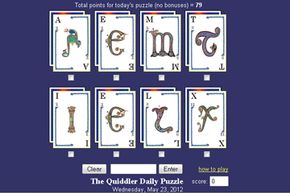 screenshot of Quiddler free online puzzle