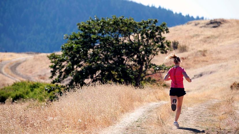 Running through nature's mountains outdoors.