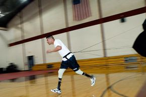 Man lost both legs running with prosthetics.